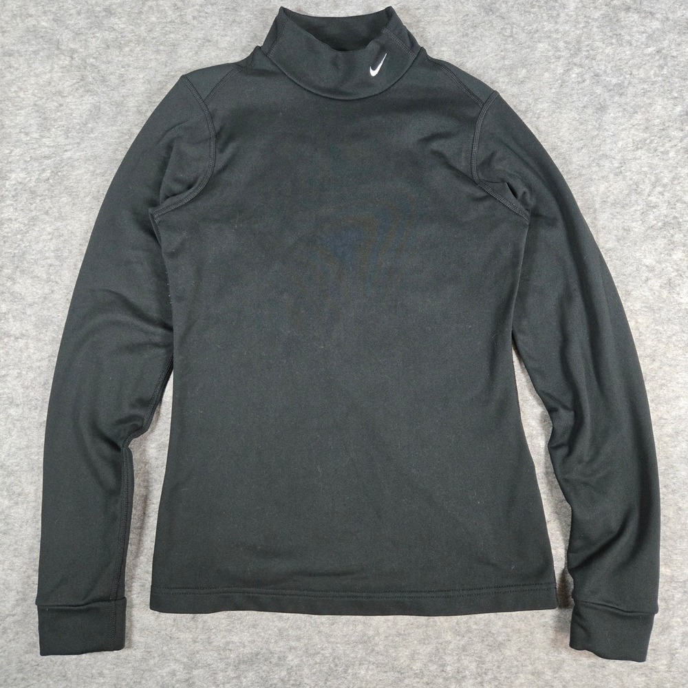 Nike Womens Black Fit Dry Mock Neck Athletic Long Sleeve Shirt M